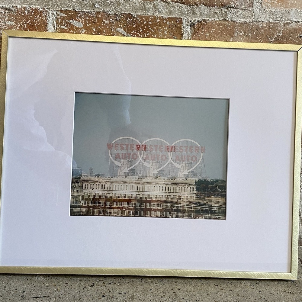 Gold Framed Art Photograph 14x18 Western Auto Building Kansas City‎ Missouri